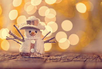 Christmas background with snowman