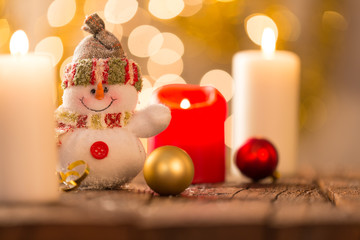 Christmas background with snowman