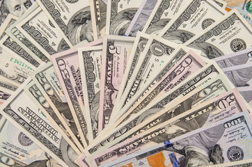 Banknotes of dollars as background