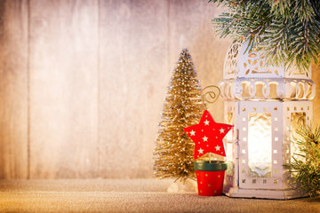 Lantern. Christmas light, christmas decor and scene.