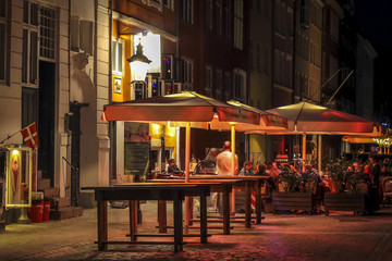 Night Copenhagen City Street Cafe