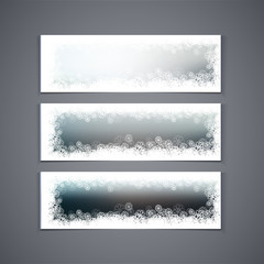 Winter banner set with snowing border
