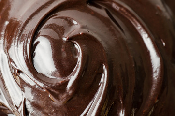 Close up of dark chocolate sauce texture background