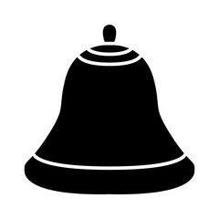 Christmas bell silhouette, cartoon design for card, icon, symbol. Winter vector illustration isolated on white background.