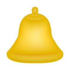 Christmas bell, cartoon design for card, icon, symbol. Winter vector illustration isolated on white background.