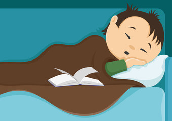 Man sleeping after reading a book