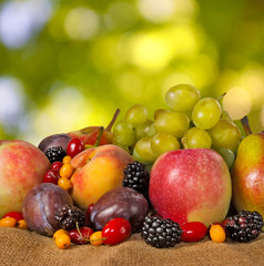 many fruits and berries close-up