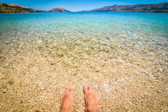 Beach in the coast of Adriatic Sea  island Pag or Hvar.
