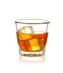 wisky glass on white background
