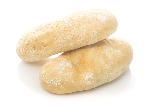 ciabatta bread on white background