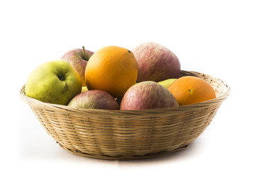 fruit basket on white background