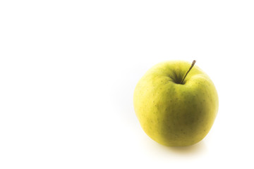  biological yellow apple on white background