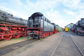 Depot from old fashioned train locomotives