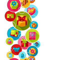 Seamless celebration pattern with colorful gift boxes