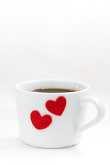 cup of coffee with red heart, vertical