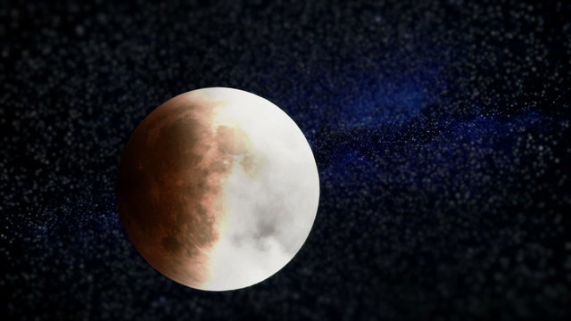 Unreal (Stars added) Moon Eclipse with Milkyway and Clouds Video Timelapse