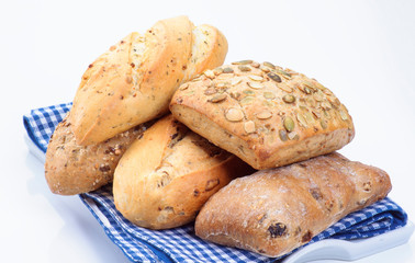 bread with spices on rustic napkin