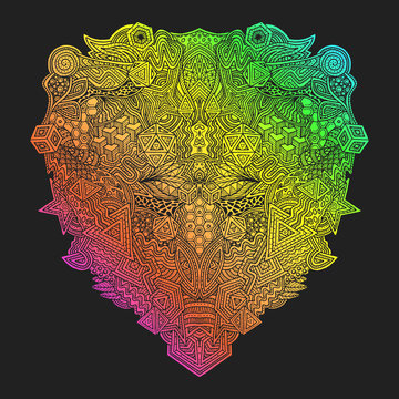 rainbow hand drawn decorative zentangle illustration.