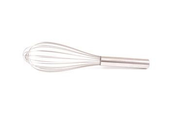 Egg beater on white background