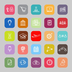 Business connection line flat icons