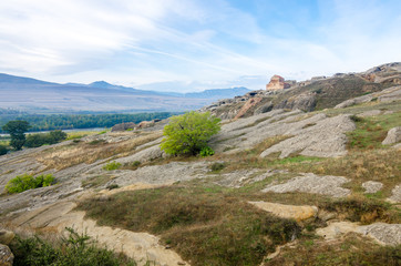 Fototapeta na wymiar Uplistsikhe is an ancient rock-hewn town in eastern Georgia,