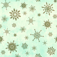 Background of old, soiled paper and snowflakes pattern