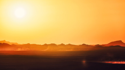 Sunset at Sahara desert, Morocco