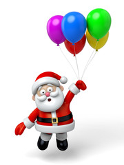 The Santa Claus and a lot of colourful balloons