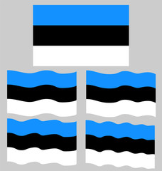Flat and Waving Flag of Estonia