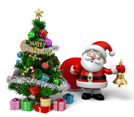 The Santa Claus and a christmas tree