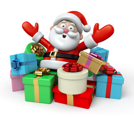 The Santa Claus and a lot of gifts