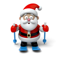 The Santa Claus was skiing