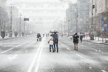 snowfall in the city