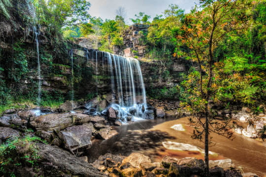 Tropical waterfall HDR image