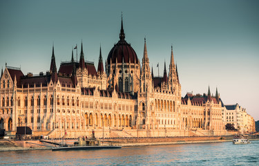 Fototapeta premium view on Hungarian Parliament from river