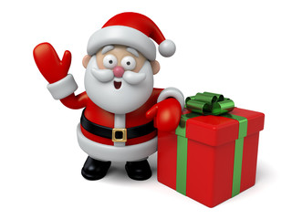 The Santa Claus and a gift box