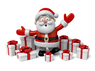 The Santa Claus and a lot of gifts