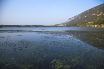 blu lake with background mountain