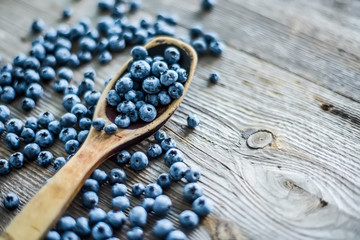 blueberry with spoon on the table