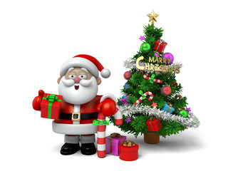 The Santa Claus and a christmas tree