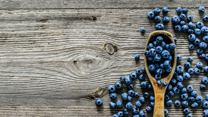 blueberry with spoon on the table