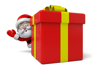 The Santa Claus and a gift box