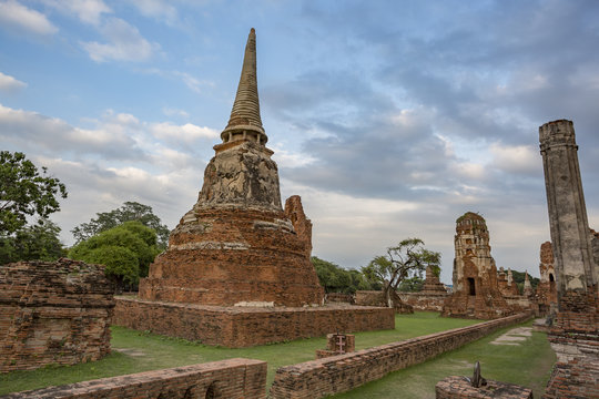 Thailand,Ayutthaya. Wat Phra Mahathat temple remnants.