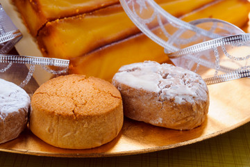 shortbread and nougat tray with christmas ornaments