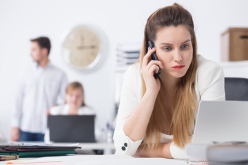 Businesswoman in bad mood