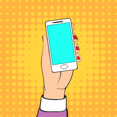 Female Hand Holding a Mobile Phone.