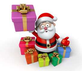The Santa Claus and a lot of gifts