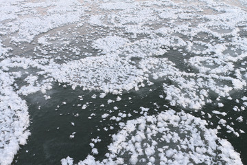 Natural background from ice and snow on the river