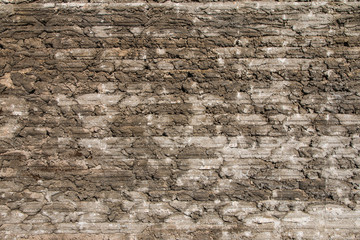 Closeup of the old and weathered  brick wall b