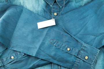 detail blue jean male shirt